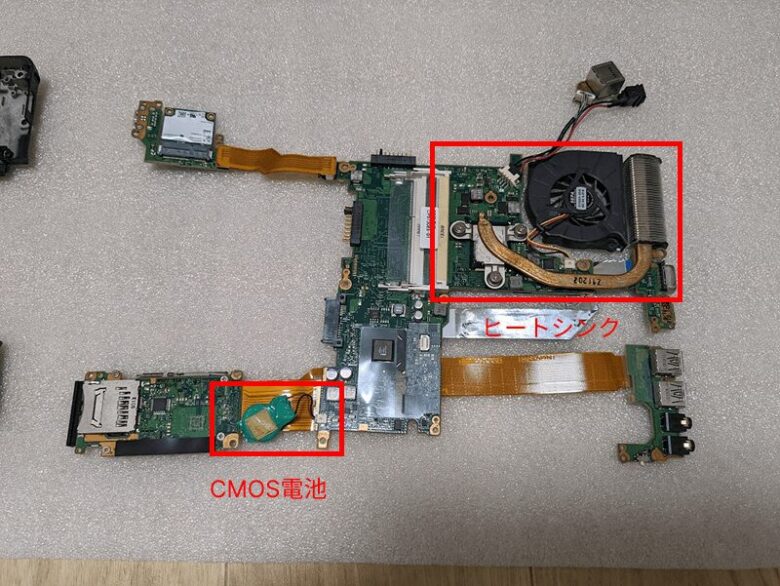 CMOS battery and heat sink