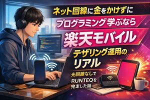 プログラミング × 楽天モバイルテザリング